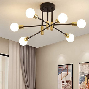 Nordic Loft Home Lighting Fixture 6 Lights Modern Black Iron Ceiling Lamp Led Pendant Lamp for Bedroom Chandelier Metal Art Lamp