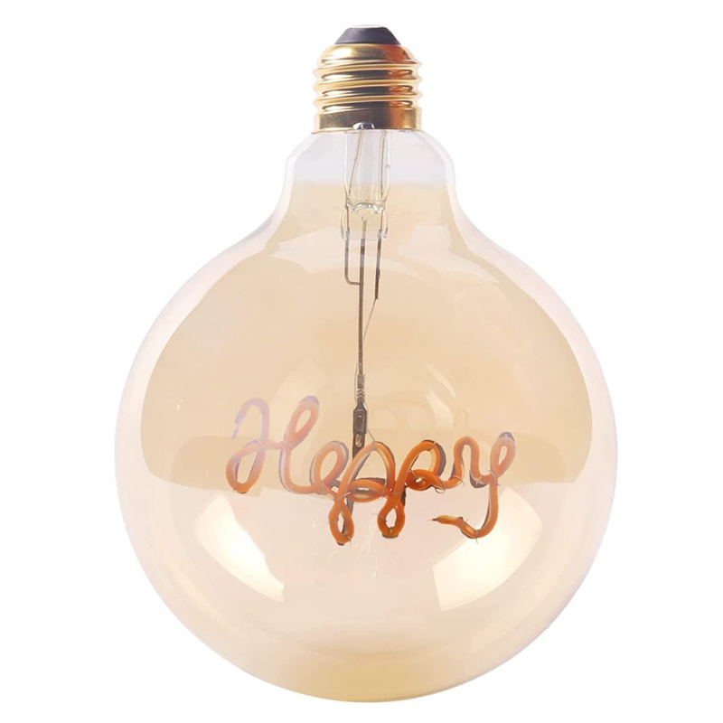 Buy Wedding Holiday Home Decor Lighting  Bulb G125 Love Dream Happy Custom Letters Led Decorative Filament Light Bulb