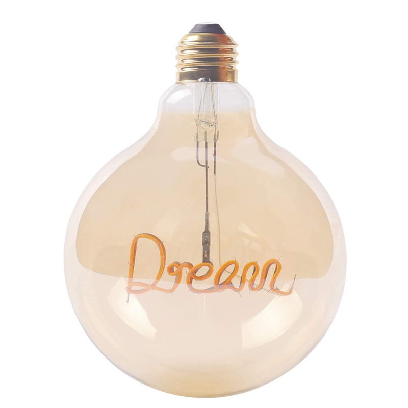 Buy Wedding Holiday Home Decor Lighting  Bulb G125 Love Dream Happy Custom Letters Led Decorative Filament Light Bulb