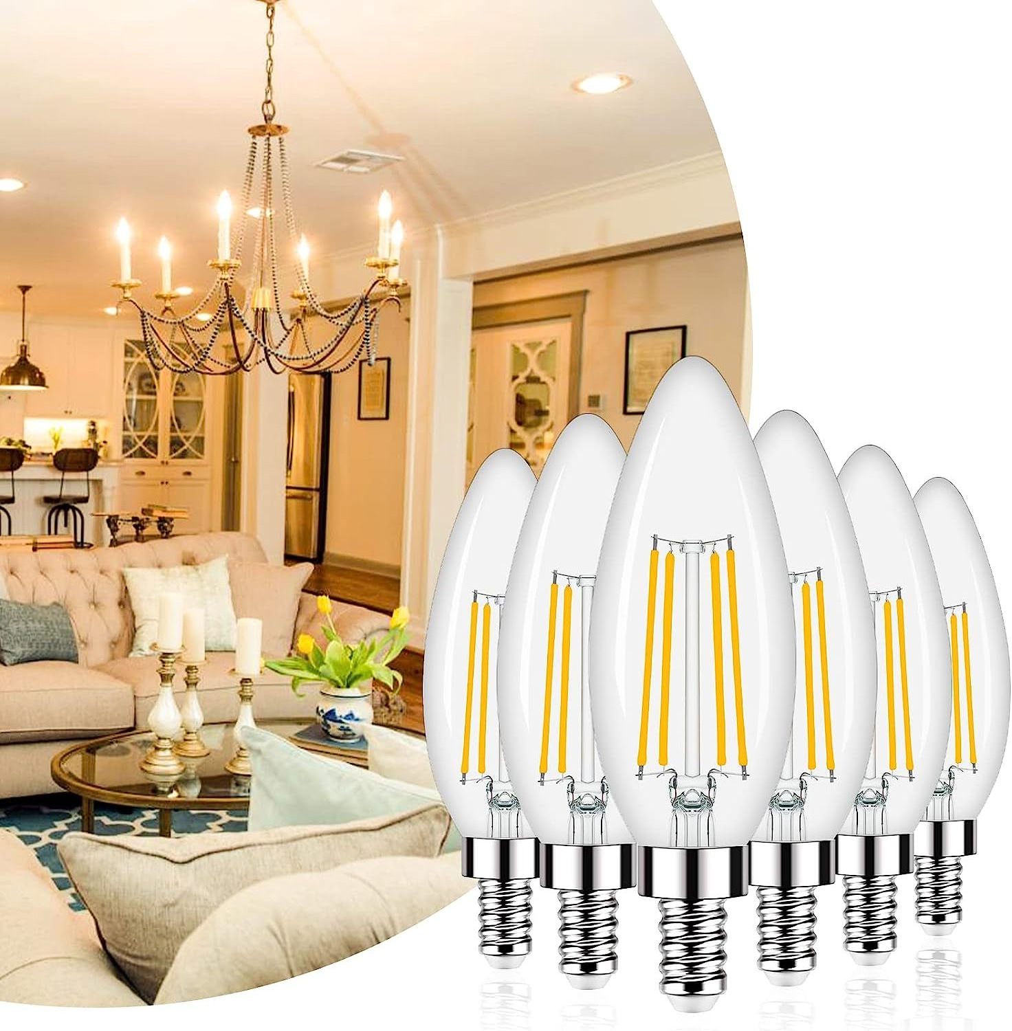 Factory Directly Vintage Candelabra Bulb 2W 4W Light Dimmable Amber C35 C35T C37 4W Retro LED Filament Candle Led Light