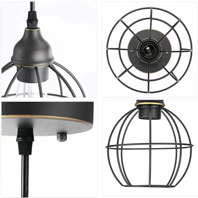 Industrial Semi Flush Mount Ceiling Light Farmhouse Hallway Light Fixtures Modern Metal Cage Chandeliers Pendant Lights