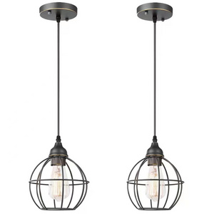 Industrial Semi Flush Mount Ceiling Light Farmhouse Hallway Light Fixtures Modern Metal Cage Chandeliers Pendant Lights