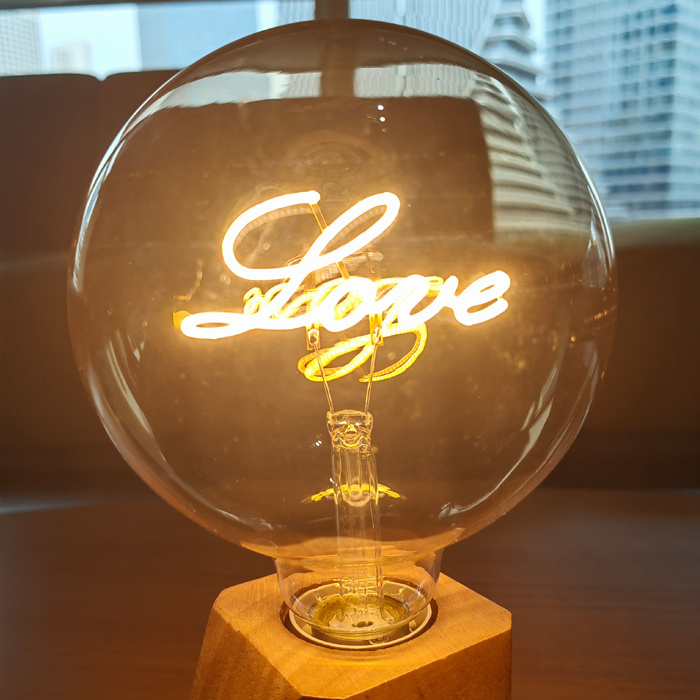 OEM Home Indoor Decoration Led Filament Bulb G80 G95 G125 Letter Bulb Love Home Happy Heart Hotel Loft Light Lamp