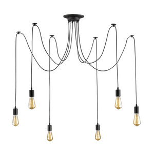 Nordic Black Metal Ceiling Lighting Fixture E27 Socket 6 Heads Hanging Chandelier Living Room Murano Glass Chandelier