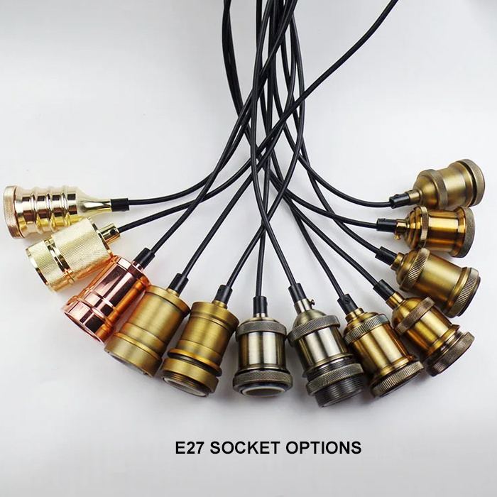 E27 E14 Vintage Bulb Socket Retro Metal Lamp Holder PVC Cable Lighting Accessories