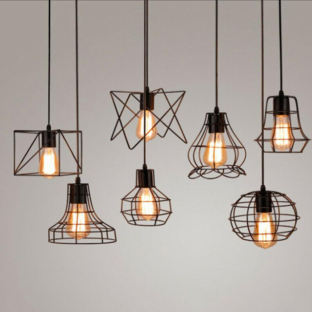 Industrial Farmhouse Lighting Modern Geometric Chandelier Iron Art Hanging Ceiling Light Kitchen Island Living Room Hang Light