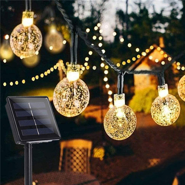 Waterproof Holiday Party Decoration String Light Solar Powered Outdoor 5m 20 LED Fairy Bubble Crystal Ball Light String