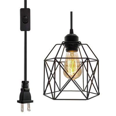 Nordic Pendant Lighting Fixtures Industrial Retro Metal Bird Cage Bedside Pendant Light Adjustable Ceiling Lights