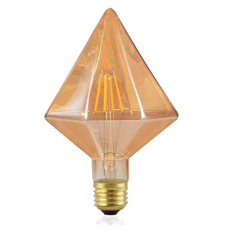 G95 G125 Diamond Shape Amber Led Light Bulbs Clear 4W 2200K Bedside Decorative Pendant Light Bulb