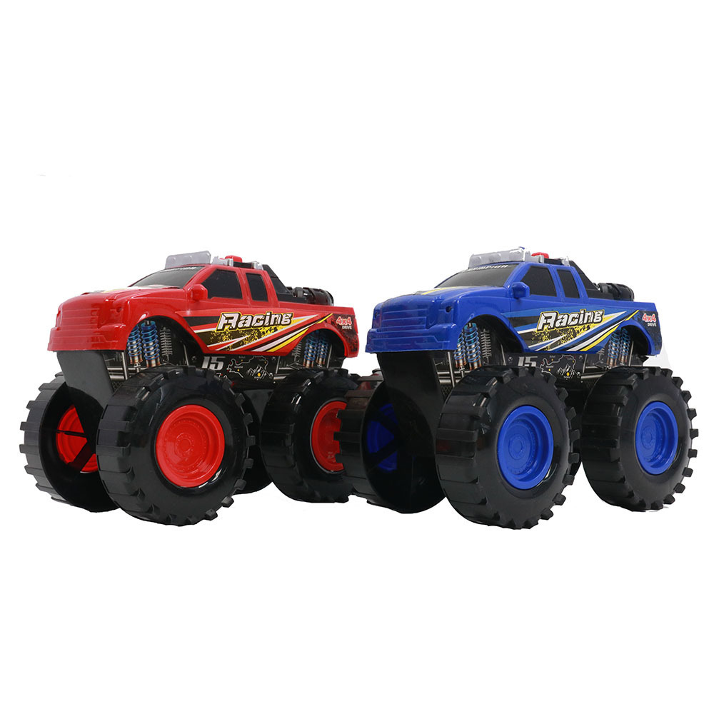 Huiye 2024 new item free wheel plastic toy car friction powered cars monster truck toys model with light and sound