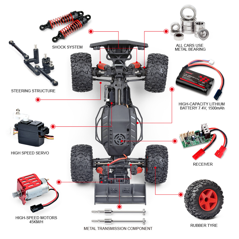 1:12 Scale High Speed Racing plastic RC Car hobby 2.4GHZ 4WD Off-road Vehicle auto rc remote control car