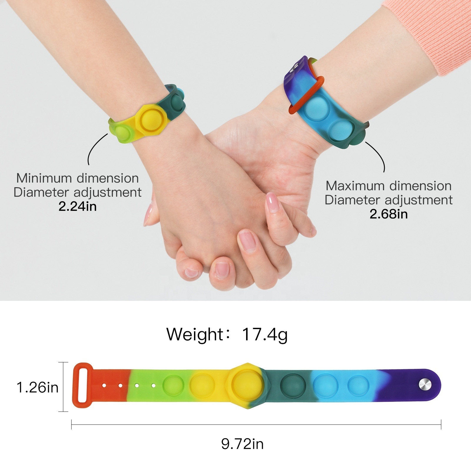 Huiye Silicone Push Pop Bubble Wristband Stress Relief Bubble Bracelet Toy Anti-anxiety Therapy For Kid Fidget Toys