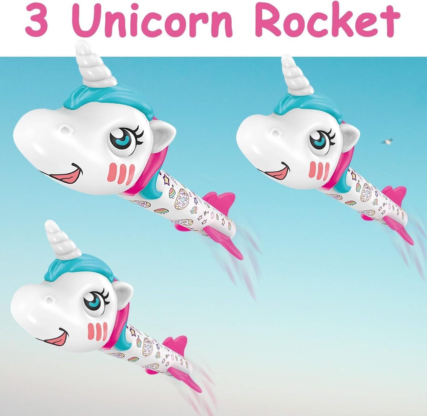 Huiye Hot Selling Unicorn Rocket Launcher Toy Outdoor Playing Summer Toy Gift Safety Plastic Stomp Rocket Launcher Children Toys