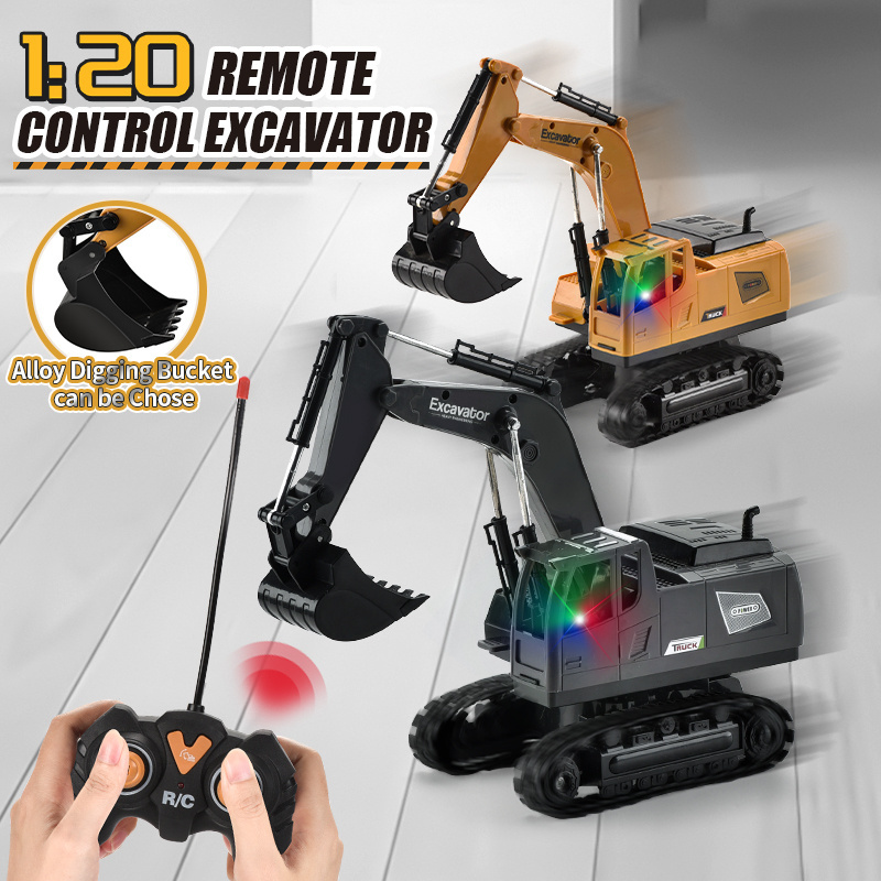 Huiye Rc Excavator Toy Remote Control RC 1:20 5 Channels R/C Excavating Machinery With Light Toy RC Excavator