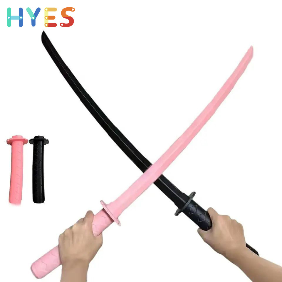 Huiye Katana Toys High Quality Plastic Samurai Sword Model Toy Cool Decompression Gravity Retractable Knife Toys For Adults Kids