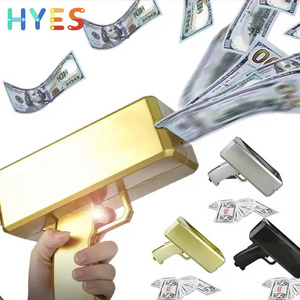 Huiye Gold Custom Money Box Gun Toy For Cash Make Cash Money Rain Dollar Bill Plastic Gun The Real Money Gold Gun Toy