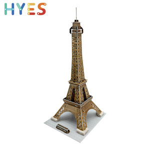 Huiye Paris Building Blocks DIY 3D Eiffel Tower Cardboard Indoor Puzzle Desktop Decorations Handmade Block Toy Gift For Children