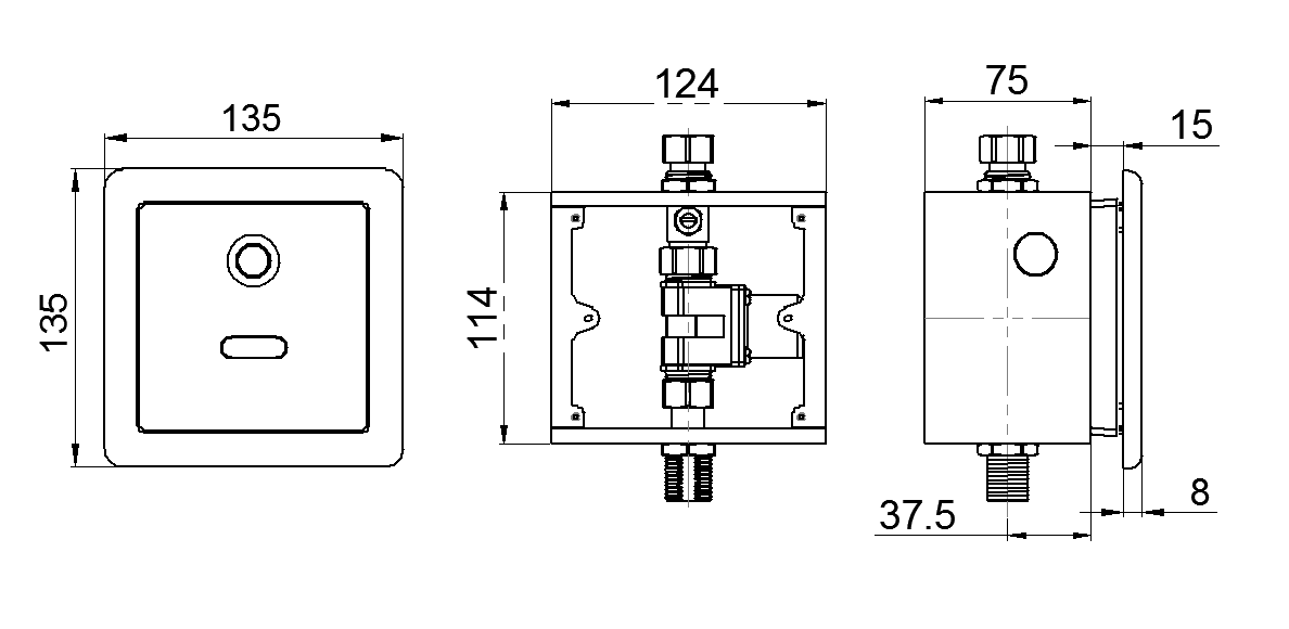 CE Modern Design Auto Brass manual  Button Infrared Dual used Toilet Urinal Flush Master Valve