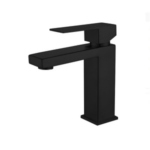 Hot Sale 304 SUS PVD Matte Black Basin Mixer Square Faucet