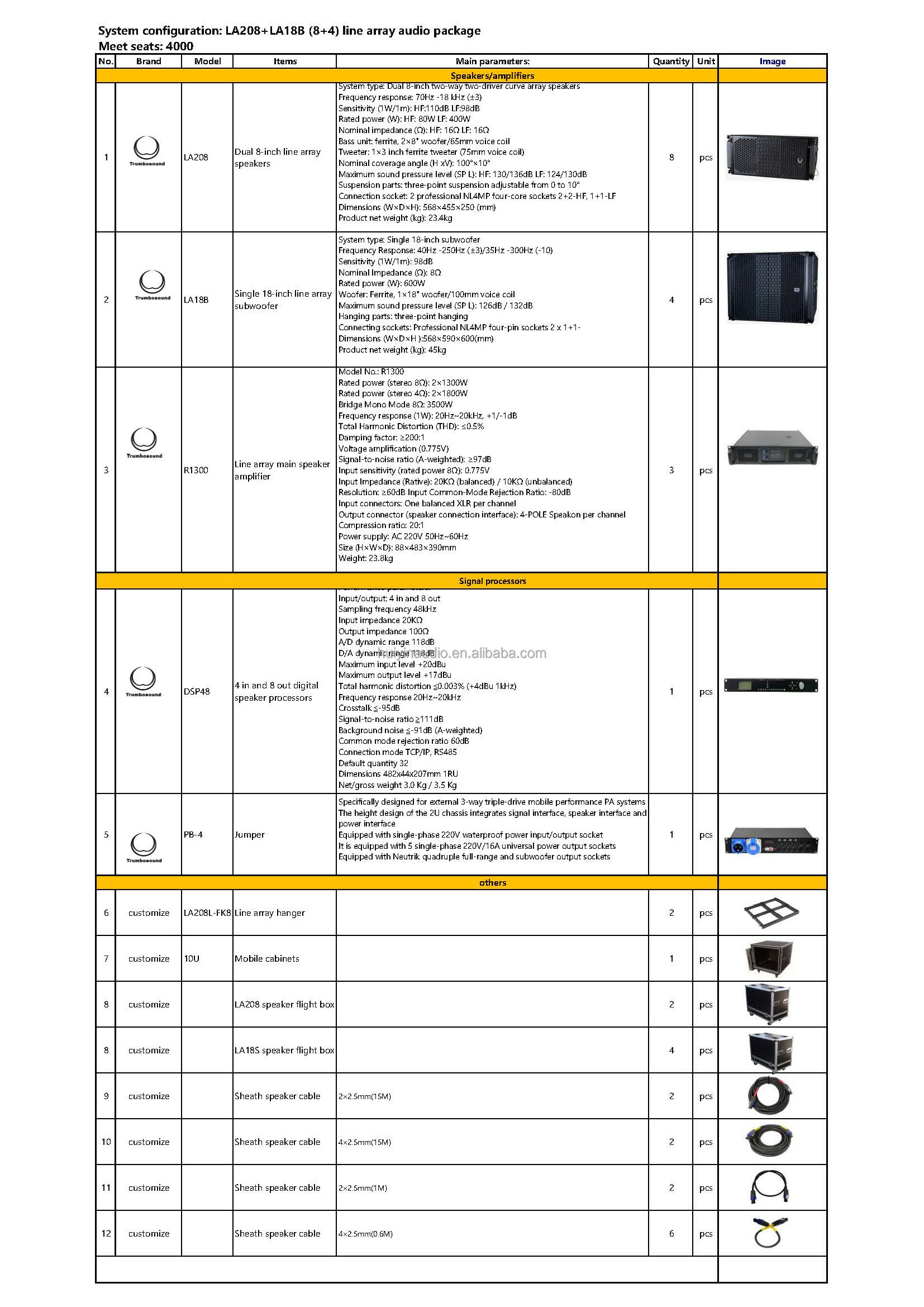 LA208 LA18S 8+4 Movable Line Array Speakers Dual 8 Inch 2 Way Speaker 18 Inch Subwoofer Line Array For Performance 4000 Audience