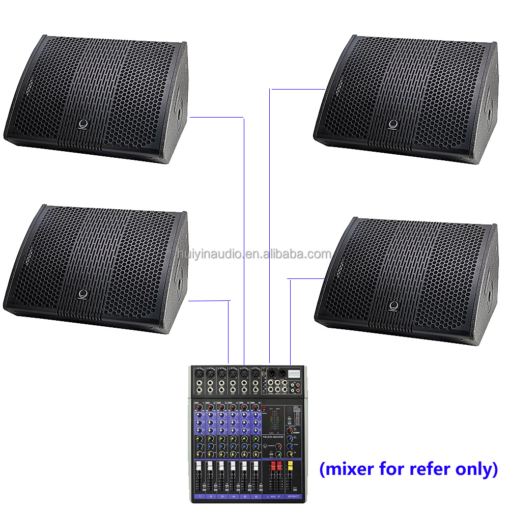 LA15MS 4PCS Active Line Array Audio Monitor D Class DSP 15 Inch Coaxial Speaker Pro Audio Portable Monitor Speakers For Stage