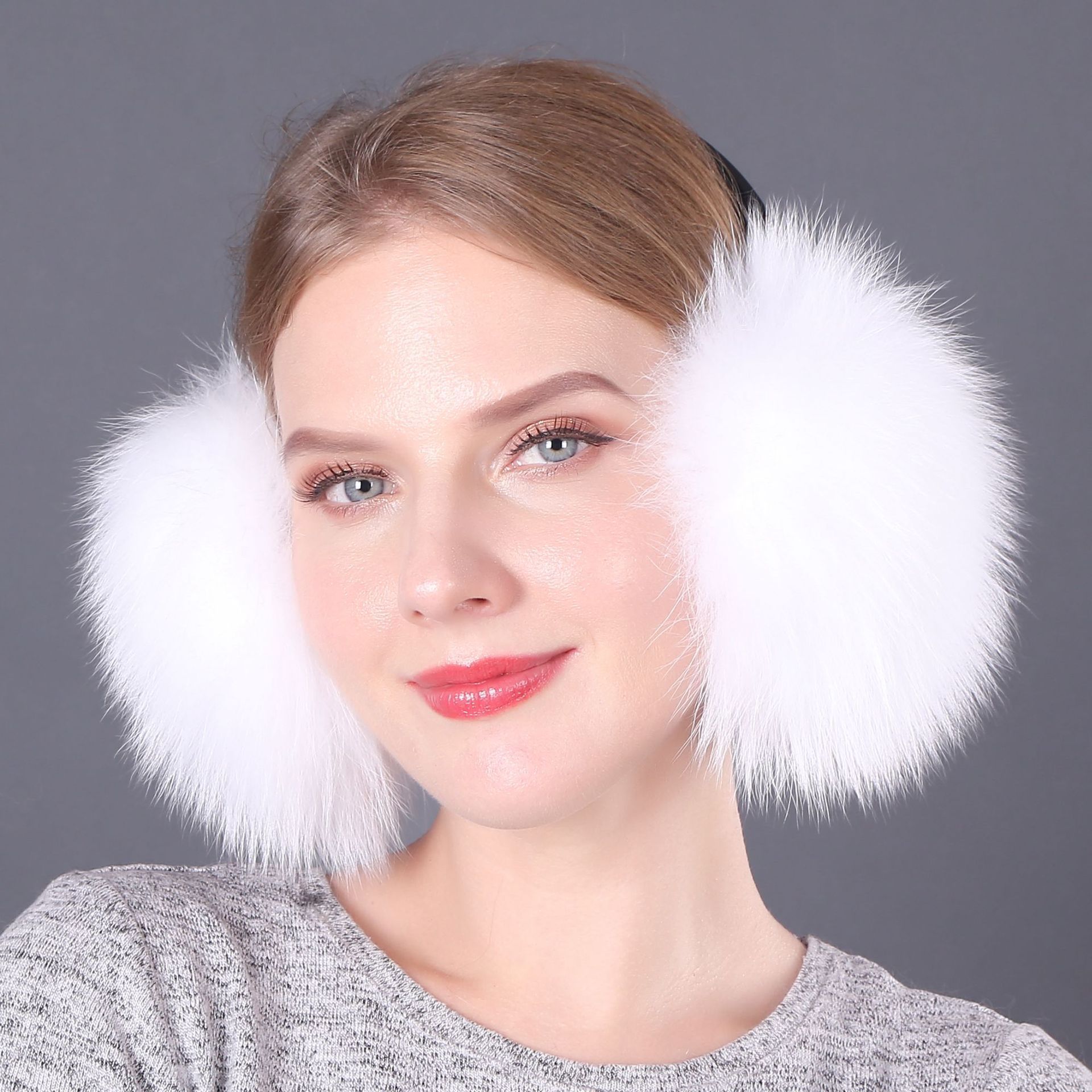 Unisex Winter Fluffy Ear Warmer Men Women Real Fur Ear Covers Genuine Fox Fur Earmuff Headphone