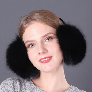 Unisex Winter Fluffy Ear Warmer Men Women Real Fur Ear Covers Genuine Fox Fur Earmuff Headphone