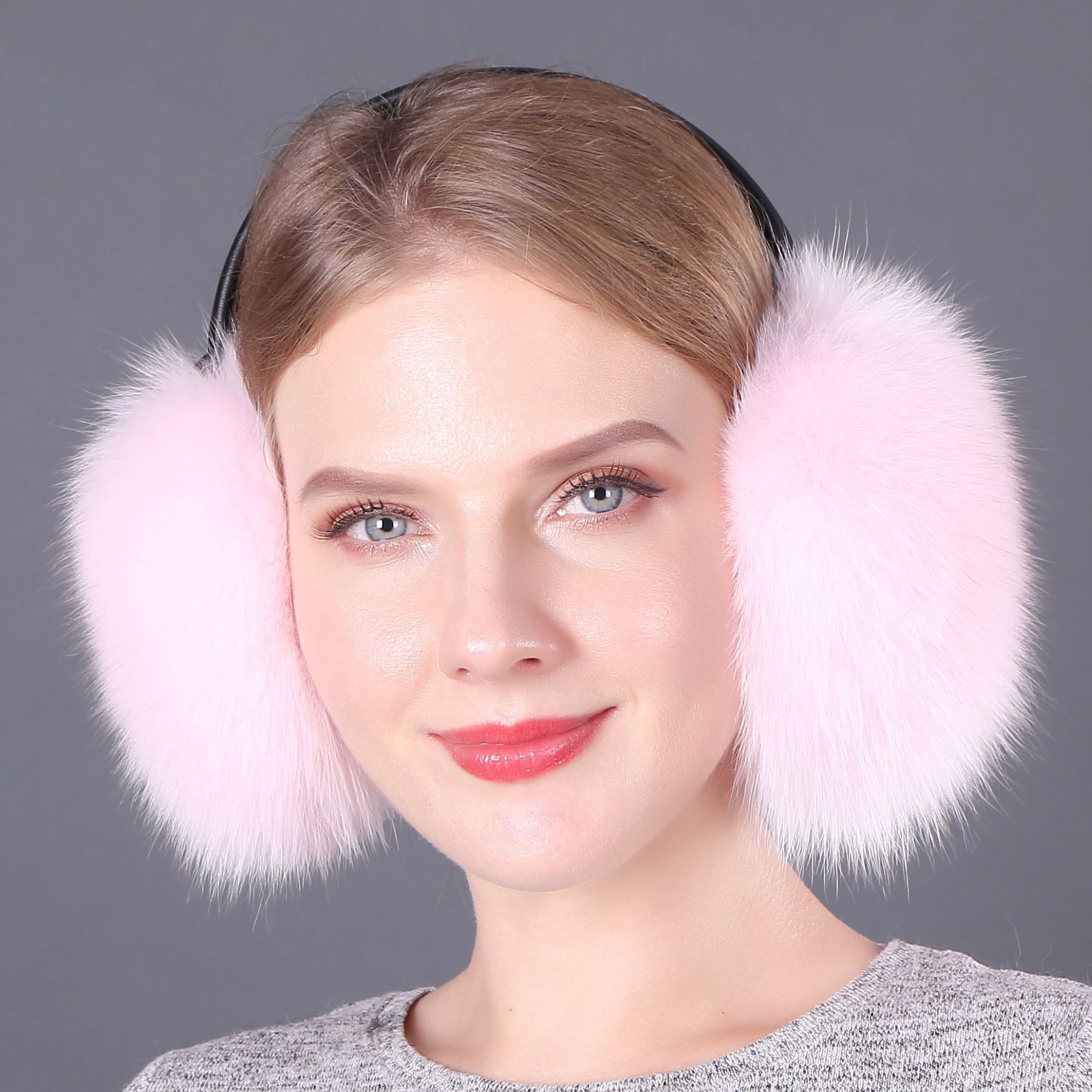 Unisex Winter Fluffy Ear Warmer Men Women Real Fur Ear Covers Genuine Fox Fur Earmuff Headphone