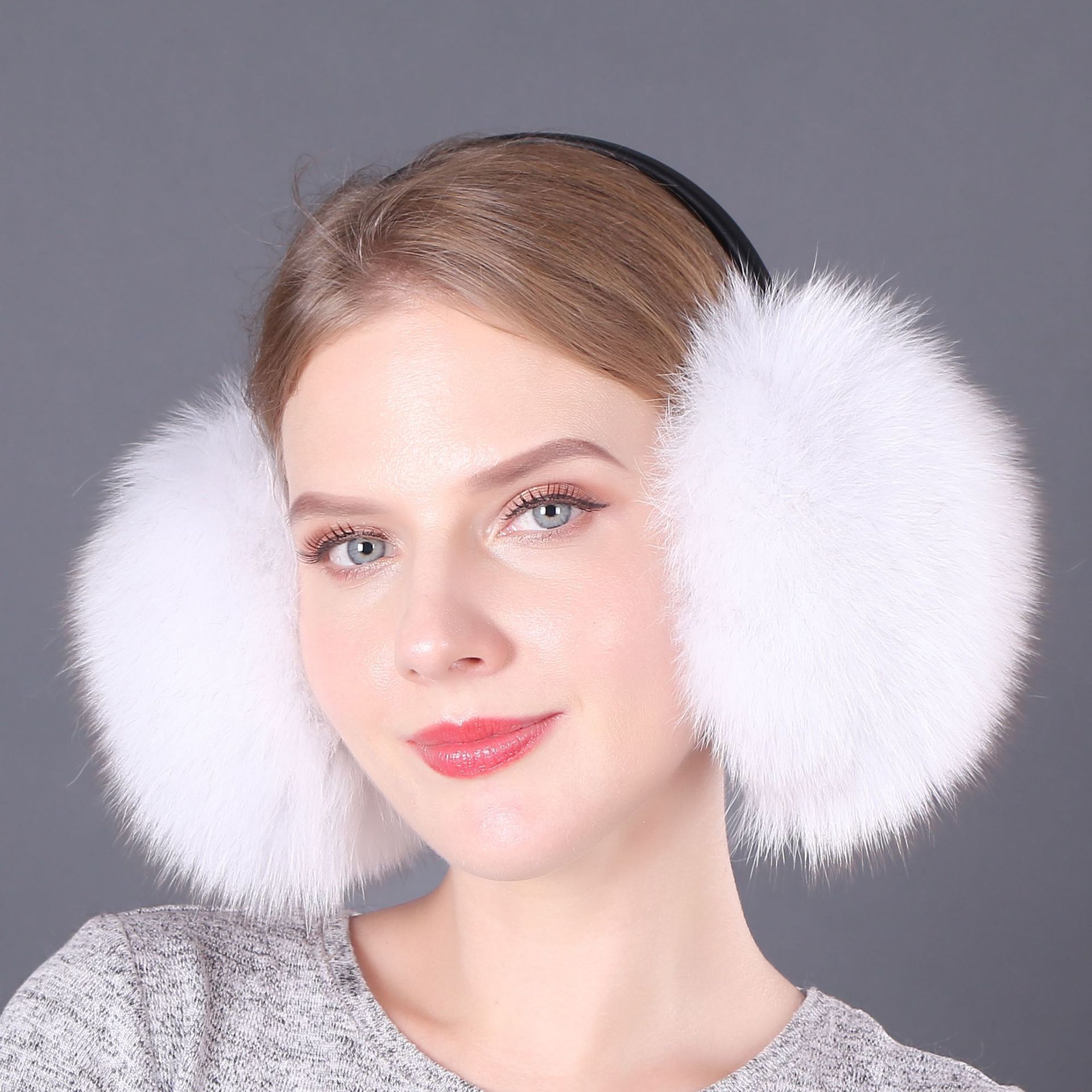 Unisex Winter Fluffy Ear Warmer Men Women Real Fur Ear Covers Genuine Fox Fur Earmuff Headphone