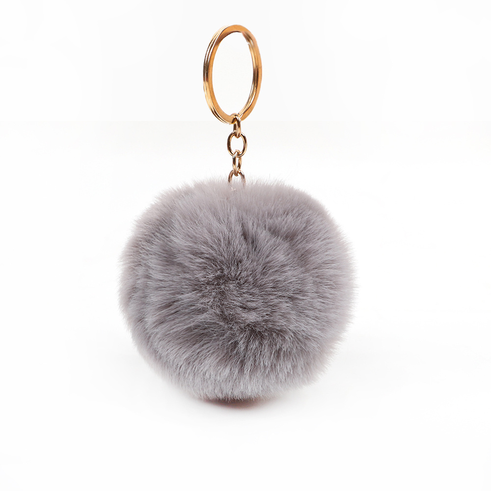 2022 hot sale cheap simple style fur ball  key rings  Fluffy cute  bulk 8cm faux fur pom pom keychain