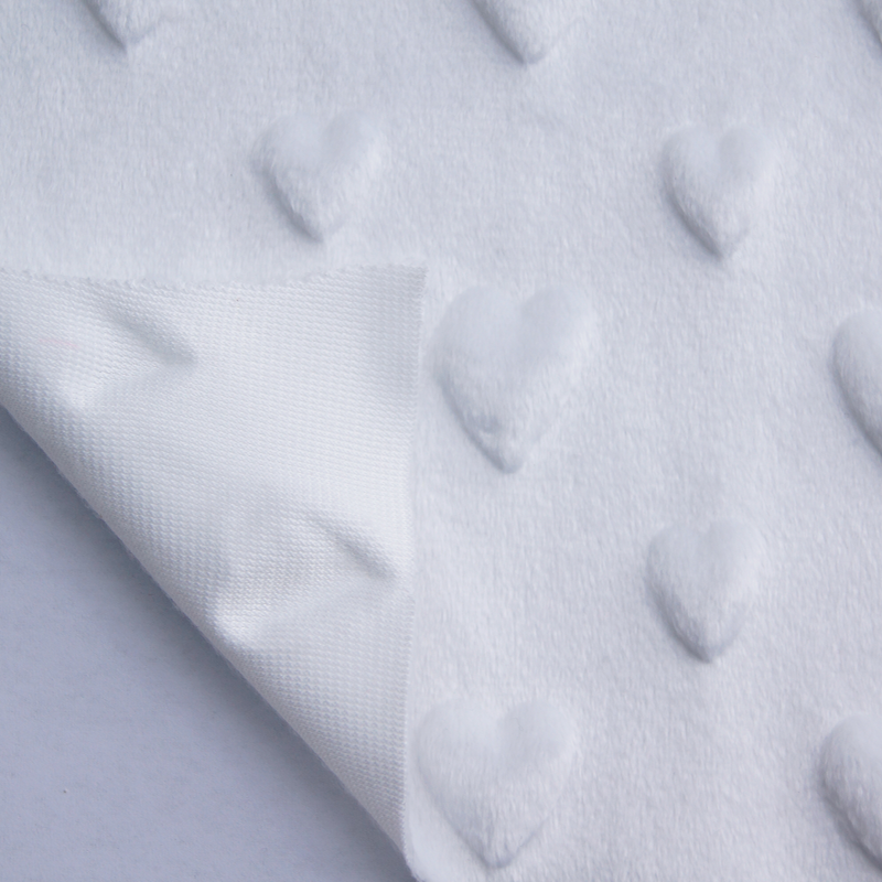 Hot Sale plain minky heart-shaped fabric for baby squish brushed polyester knitting fabric for blanket super soft boa fabric