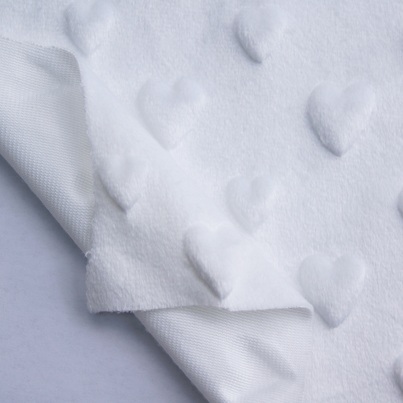 Hot Sale plain minky heart-shaped fabric for baby squish brushed polyester knitting fabric for blanket super soft boa fabric