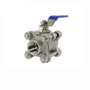 Factory price female thread bsp npt thread 1/2 inch SS304 stainless steel female thread 3pc ball valve