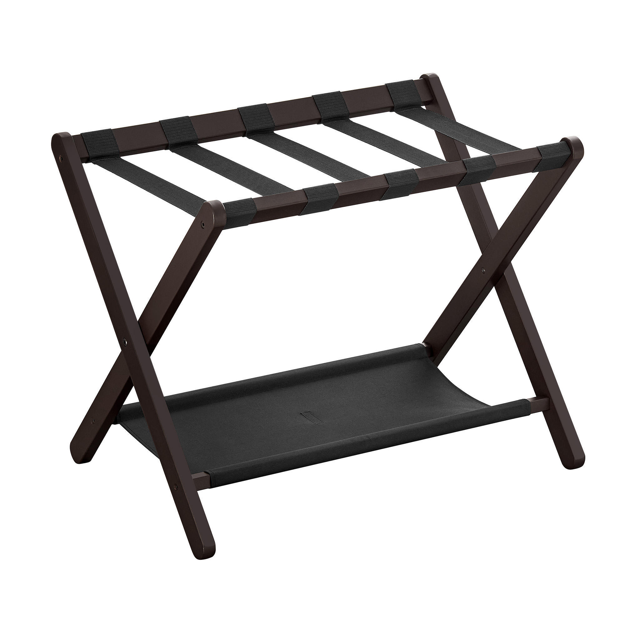 Stable Durable Foldable Baggage Holder Home Suitcase Stand Hotel Bamboo Luggage Rack with Shoe Shelf