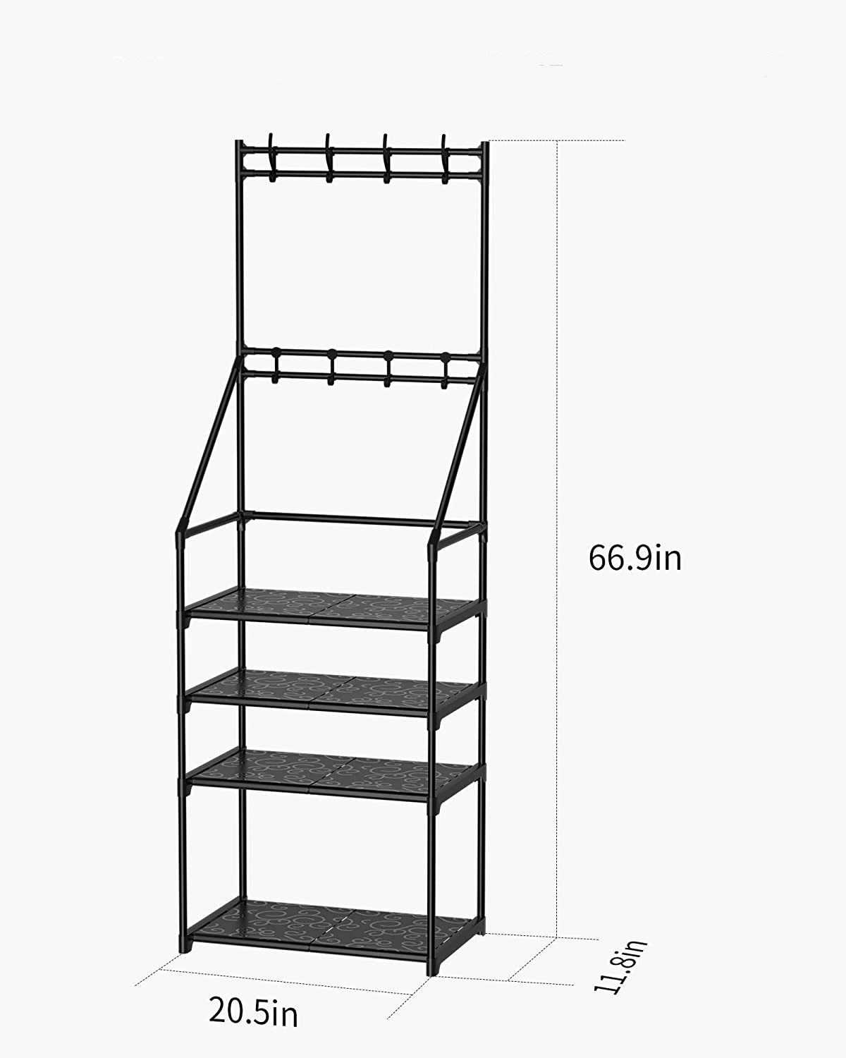 Metal Vertical shelves save space in the kitchen, bathroom, and sturdy storage shelves