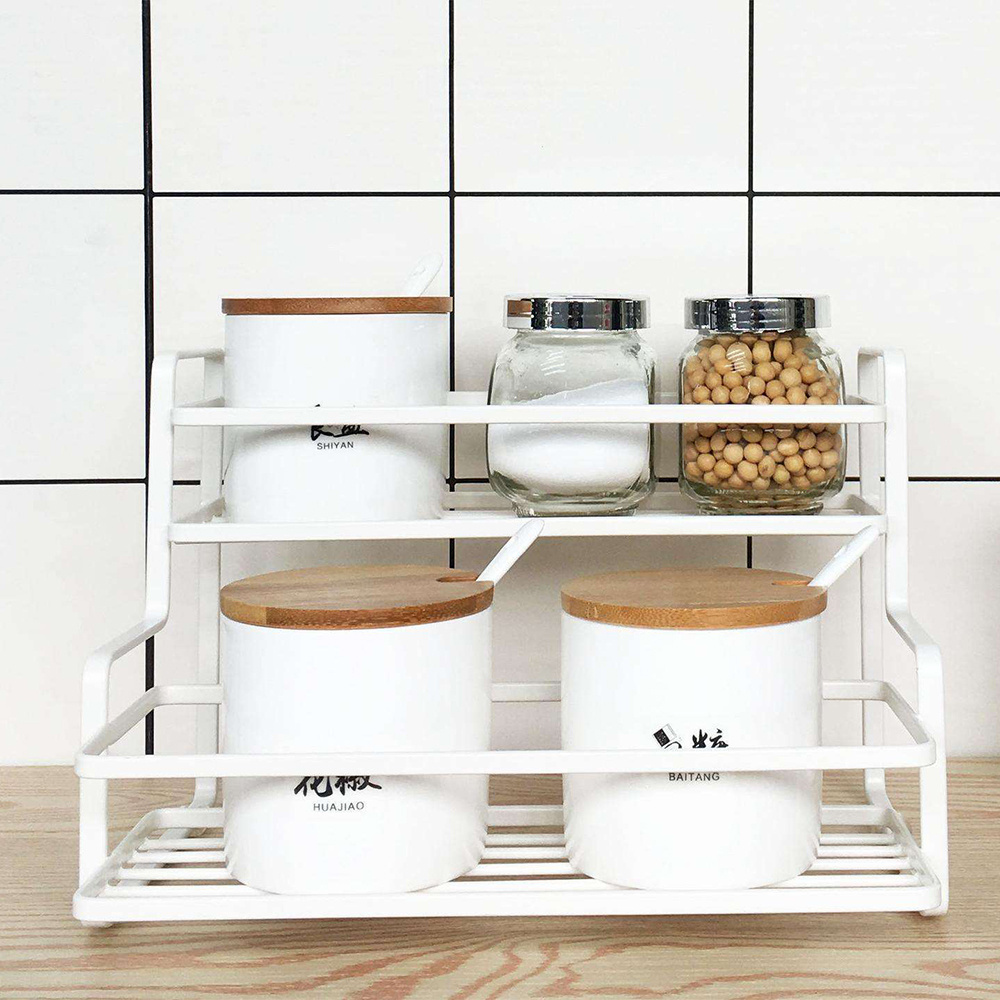 Kitchen shelf iron art seasoning rack household countertop multi-layer storage rack seasoning tank storage rack