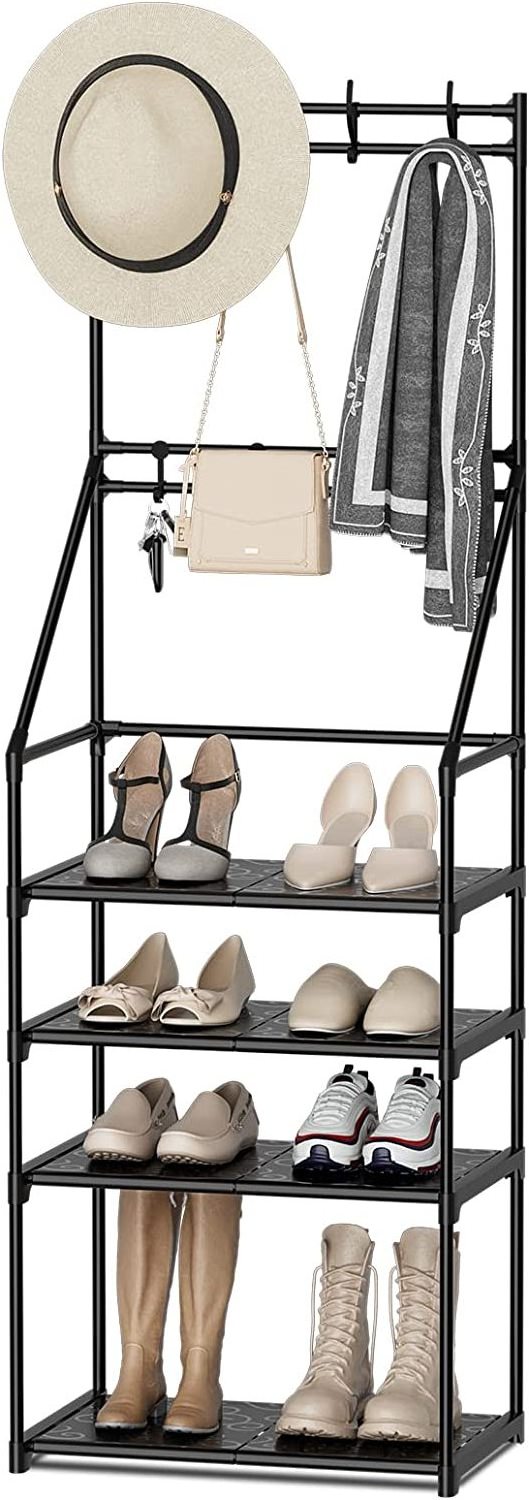 Metal Vertical shelves save space in the kitchen, bathroom, and sturdy storage shelves