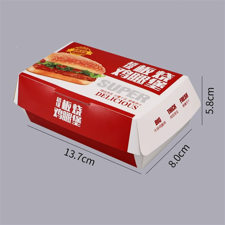 RTS Wholesale Large Rectangle Hamburger Packaging Paper Box Burger Hot Dog Takeaway Fast Food Packaging Box With Wrapping Paper