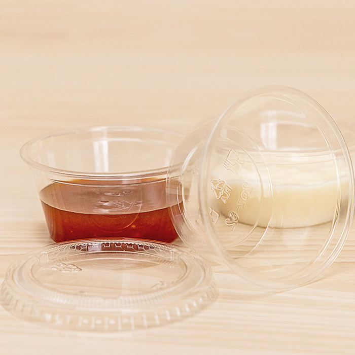 1-5oz Sealing Small Food Containers Disposable PP Plastic Sauce Cup Biodegradable Salad Sauce Clear Plastic Portion Cup with Lid