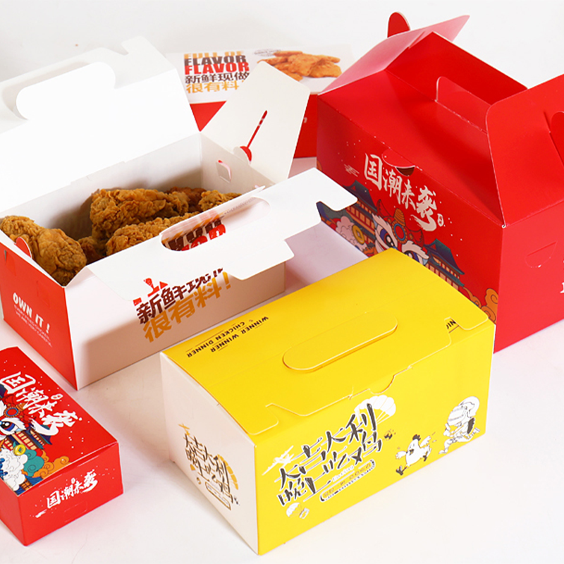 Custom Logo French Fries Fast Food Packaging Take Away Box Disposable Take Out Lunch Burger Fry Chicken Box Paper Food Container