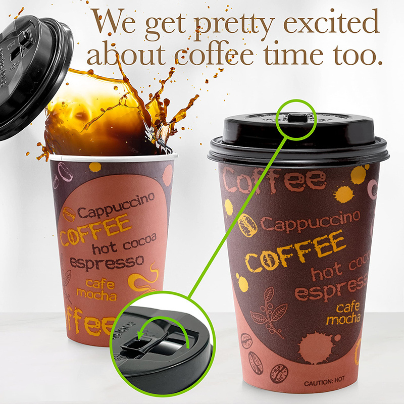 Custom Biodegradable 8/10/12/16/20 Oz Kraft Paper Cups Disposable Double Wall Coffee Paper Cup For Hot Drinks