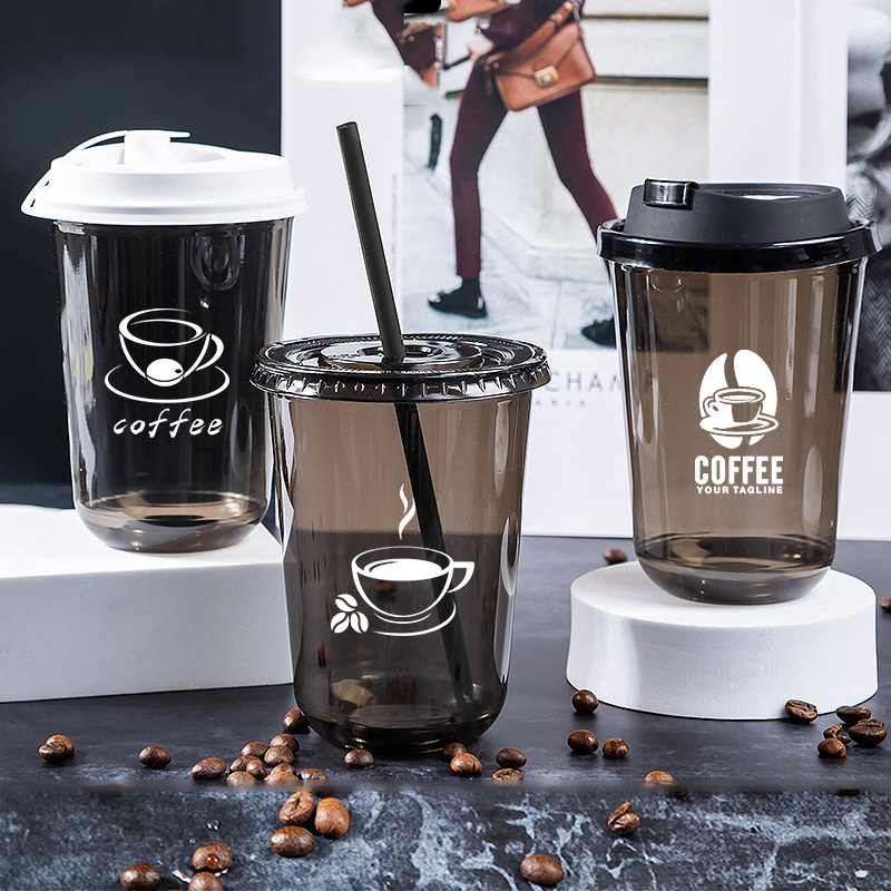 Custom Logo Print Clear 5.5-32 Oz Transparent Boba Bubble PLA Cups Disposable Coffee Smoothie Juice Drink Plastic Cup With Lid