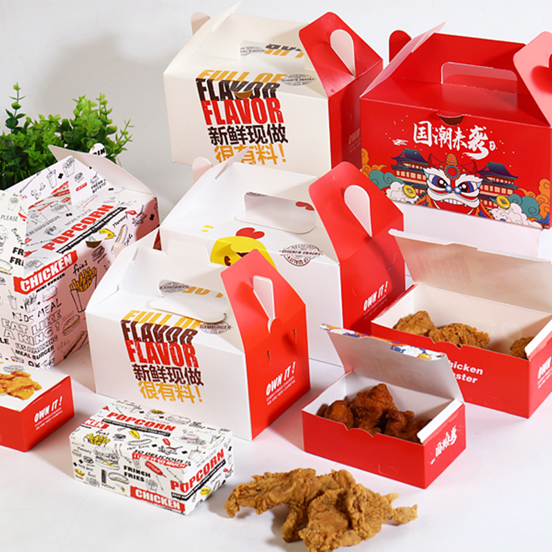 Custom Logo French Fries Fast Food Packaging Take Away Box Disposable Take Out Lunch Burger Fry Chicken Box Paper Food Container