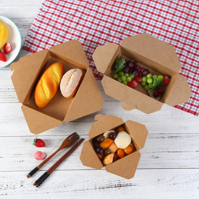 Supplier Biodegradable Takeaway Chinese Lunch Fast Food Container Disposable Microwave Safe Rectangular Paper Lunch To Go Box