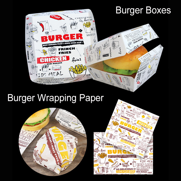 Custom Takeaway Fried Chicken Box Fast Food Packaging Disposable French Fries Packaging Burger Fry Chicken Paper Boxes With Logo