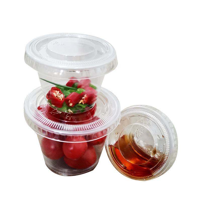 1-5oz Sealing Small Food Containers Disposable PP Plastic Sauce Cup Biodegradable Salad Sauce Clear Plastic Portion Cup with Lid