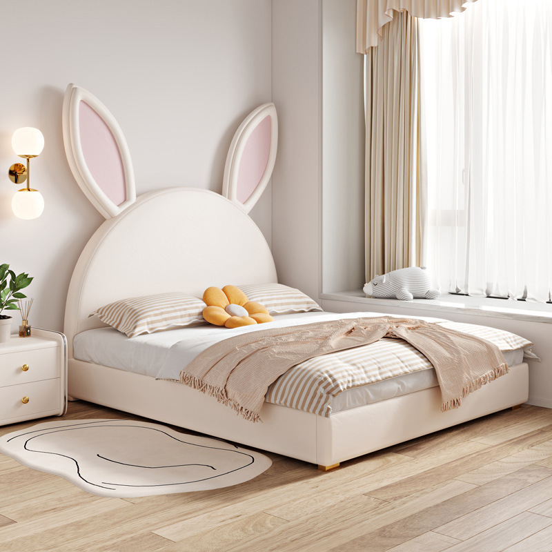 Comfortable Sleep Princess Bed Girls Nordic simple modern rabbit skin bed small bedroom kindergarten  children's bed