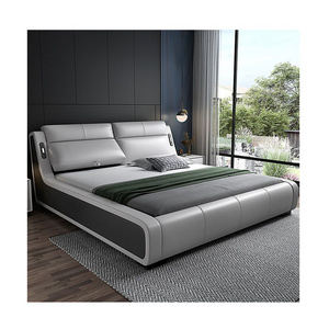 Italian minimalist bedroom soft bed Multi-functional bed head adjustable with USB charging new luxury double wedding bed