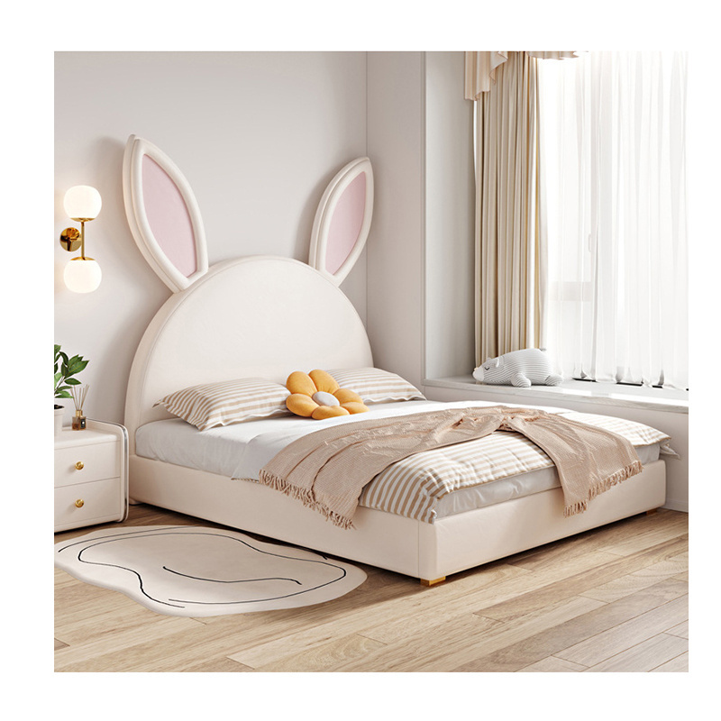 Comfortable Sleep Princess Bed Girls Nordic simple modern rabbit skin bed small bedroom kindergarten  children's bed