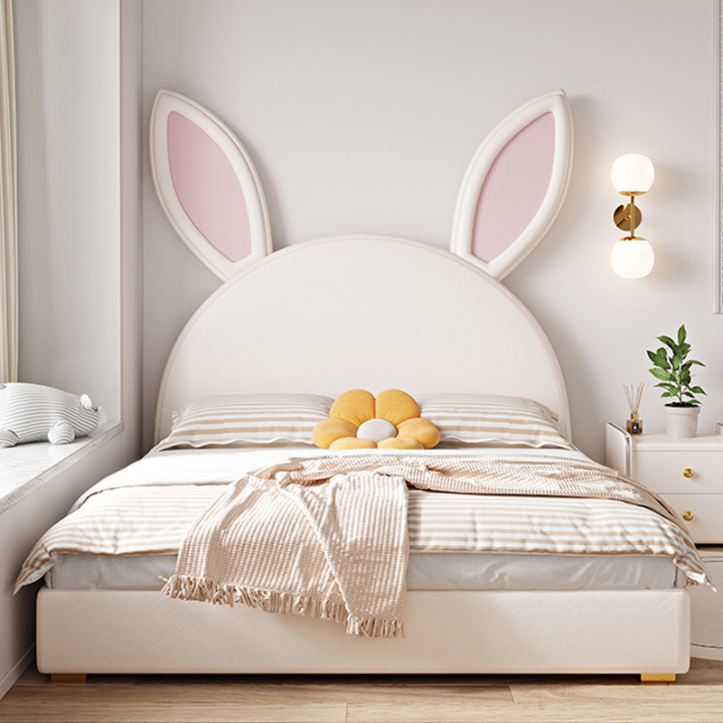 Comfortable Sleep Princess Bed Girls Nordic simple modern rabbit skin bed small bedroom kindergarten  children's bed